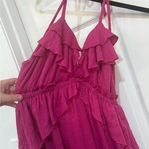Free People Pink Ruffle Maxi Dress